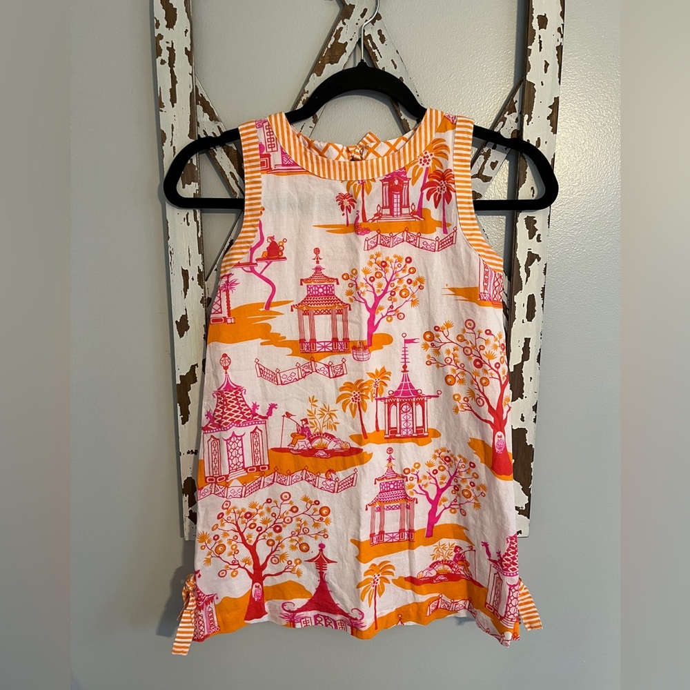 Girls Cotton Dress in Pagoda‎ Paradise by Gretchen Scott Designs Size 8/10